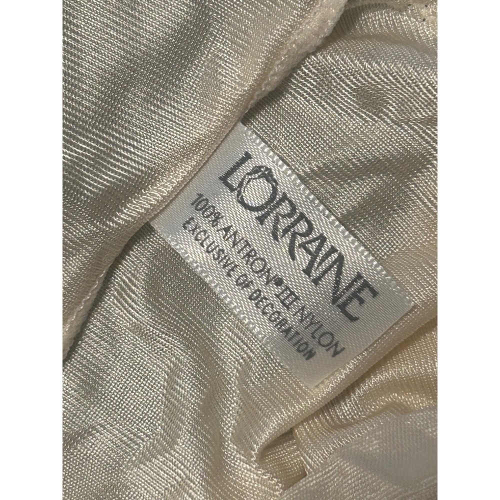 VTG Lorraine Ivory Satin Camisole Tank Lace Trim Antron Nylon Made USA Size 36 - Picture 3 of 6